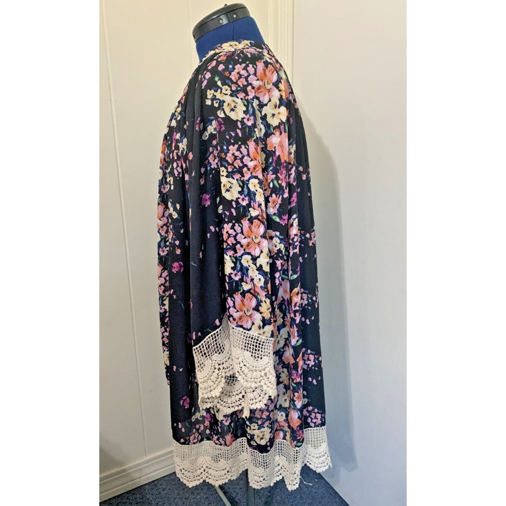 Umgee Beach Cover up XL Open Front Kimono Floral Lace Resort Vacay Boho - Picture 2 of 9